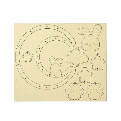 Наборы для изготовления колокольчиков луны и кролика своими руками, в том числе 1деревянные пластины ПК, 1 картонная хлопковая нить и 1пластиковые спицы для вязания, для детской живописи