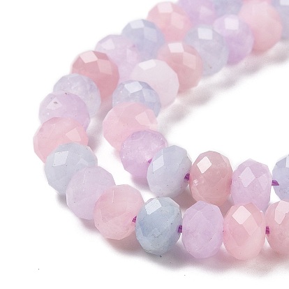 Brins de perles aigue-marine naturelles et quartz rose et améthyste, facette, rondelle