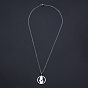 201 pendentifs en acier inoxydable colliers, avec des chaînes du câble et fermoirs pince de homard, rond et plat avec une femme
