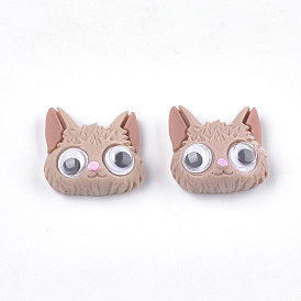 Cabujones de resina de gatito, con plástico, cabeza de gato de dibujos animados