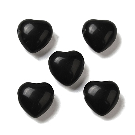 Perles noires obsidienne naturelles, cœur