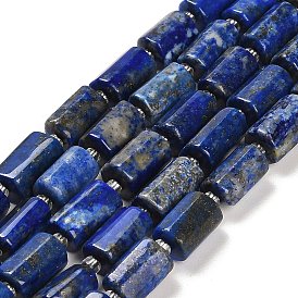 Natural Lapis Lazuli Beads Strands, with Seed Beads, Faceted Column