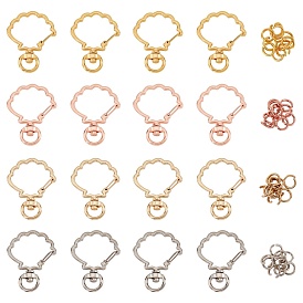 Alloy Swivel Keychain Clasp Findings, with Iron Jump Rings, Shell Shape