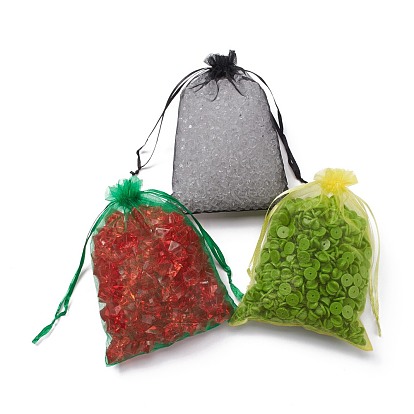 Rectangle sacs-cadeaux en organza, bijoux sachets d'emballage de étirables, avec emballage sous vide, 13x18 cm
