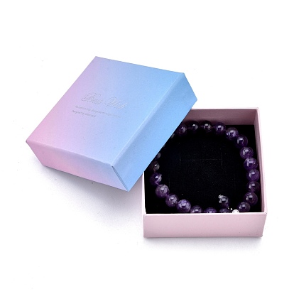 Boîtes de carton bracelet, avec une éponge noire, pour emballage cadeau bijoux, carrée