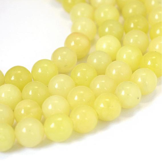Jade naturel de citron rangées de perles rondes