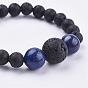 Natural Gemstone Stretch Bracelets, with Natural Lava Rock Beads, Round