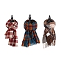 Длинный шарф в шотландскую клетку из полиэстера спицами, Теплые мягкие шарфы зима/осень в парном стиле