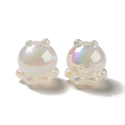 Perles acryliques lumineuses, de couleur plaquée ab , glitter, pieuvre