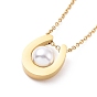 Plastic Imitation Pearl Teardrop Pendant Necklace, Ion Plating(IP) 304 Stainless Steel Jewelry for Women