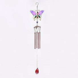 Gorgecraft Butterfly Wind Chimes, with Glass and Iron Findings, for Home, Party, Festival Decor, Garden, Yard Decoration