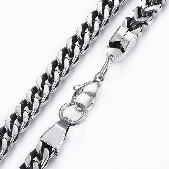 304 Stainless Steel Wheat Chain Necklaces, with Lobster Claw Clasps, Faceted