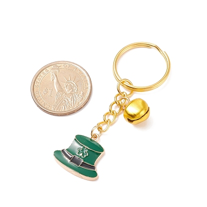 Porte-clés breloques en alliage d'émail de la saint-patrick, porte-clés cloche en aluminium, avec les accessoires en fer