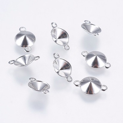 304 Stainless Steel Connector Rhinestone Settings, Cone