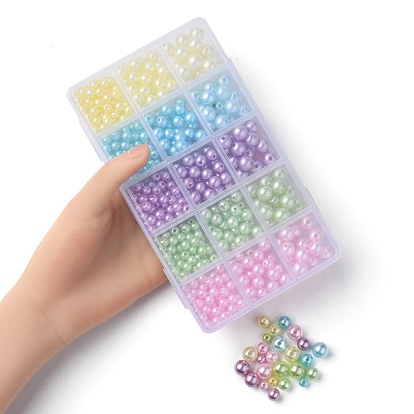 605 piezas 15 perlas de imitación de plástico abs pintadas con spray de estilo, rondo