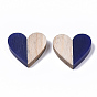 Cabujones de resina y madera de dos tonos, corazón