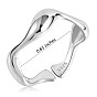 925 Sterling Silver Wave Open Cuff Ring for Women