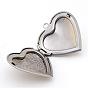 316 Stainless Steel Photo Locket Pendants, Heart Carved Pattern