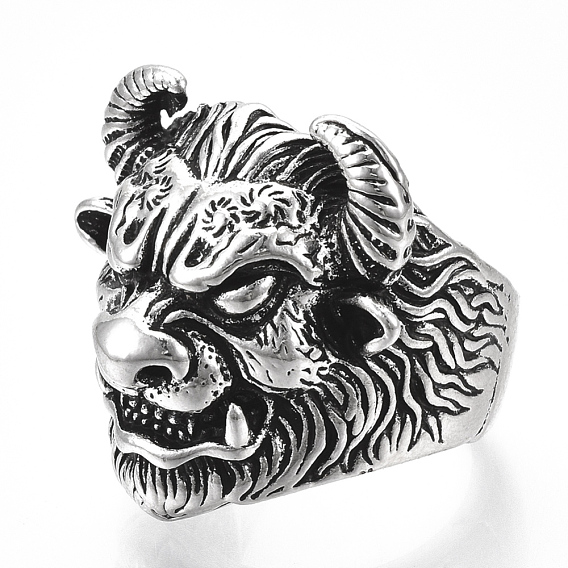 Adjustable Tibetan Style Alloy Cuff Rings, Open Rings, Cow