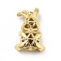 Brass Micro Pave Cubic Zirconia Pendants, Long-Lasting Plated, Real 18K Gold Plated, Rabbit