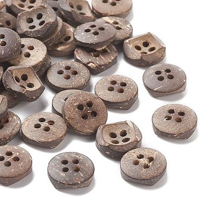 Carved Round 4-hole Sewing Button, Coconut Button, 11mm
