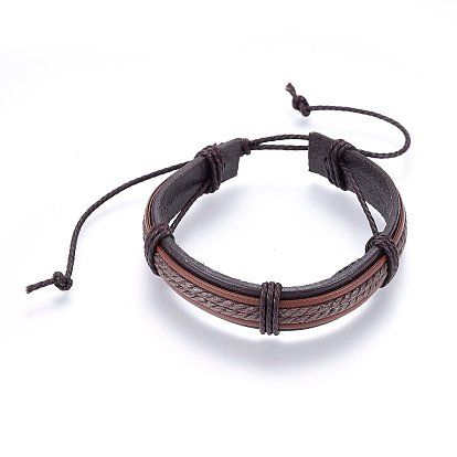 Leather Cord Bracelets, with Waxed Cord