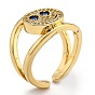 Micro allanar anillos de latón manguito de óxido de circonio cúbico, anillos abiertos, cara sonriente, real 18 k chapado en oro