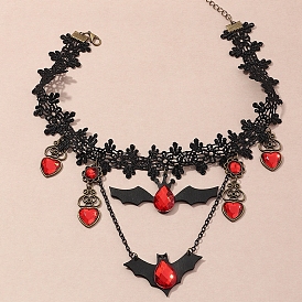 Ожерелье-чокер из сплава с подвеской в виде сердца и искусственной кожи на тему Хэллоуина, ожерелье из полиэстера для женщин