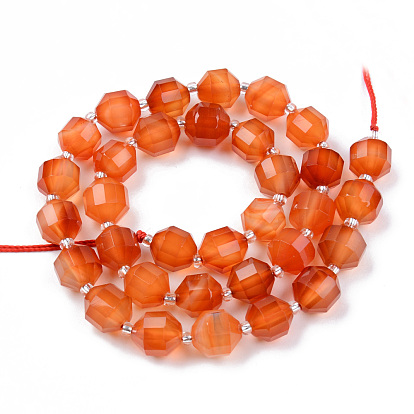 Natural Carnelian Beads Strands, Round, Faceted