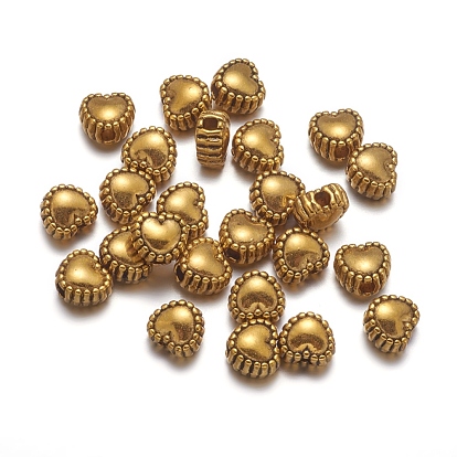 Perles en alliage de style tibétain, sans cadmium et sans plomb, cœur, 5x6x4mm, Trou: 1.5mm