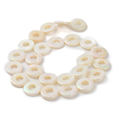 Natural Freshwater Shell Dyed Beads Strands, AB Color, Donut