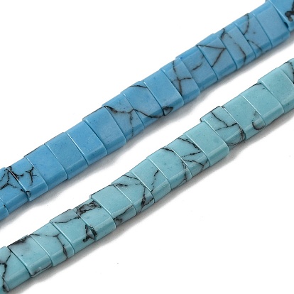 Synthetic Turquoise Beads Strands, 2-Hole, Rectangle