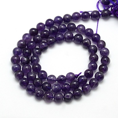 Natural Amethyst Round Bead Strands, Grade AB