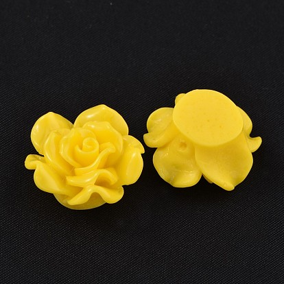 Resin Beads, Flower Rose, 24x13mm, Hole: 1.5mm