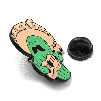 Cactus Theme Enamel Pins, Black Alloy Brooches for Backpack Clothes