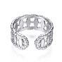 304 Stainless Steel Oval Wrap Open Cuff Ring, Chunky Hollow Ring for Women