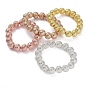 Electroplated Natural Lava Rock Beads Stretch Bracelets, Long-Lasting Plated, Round