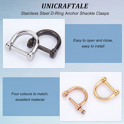 Unicraftale 4 piezas 4 colores 304 cierres de grillete de anclaje con anillo en D de acero inoxidable