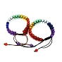 Браслет из разноцветных окрашенных натуральных джабе с круглыми плетеными бусинами, регулируемый браслет для женщин