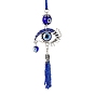 Car Hanging Alloy Glass Rhinestone Big Pendant Decorations, with Resin Beads, Polyester Cord, Iron Findings, Evil Eye