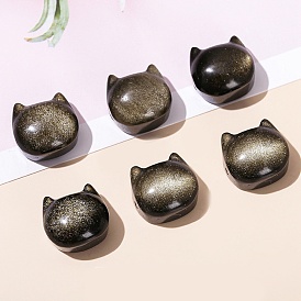 Des billes d'obsidienne naturelles, forme de tête de chat