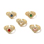Открытое кольцо-манжета в форме сердца из кубического циркония, настоящие позолоченные украшения из латуни для женщин, без кадмия и без свинца
