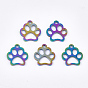 Ion Plating(IP) 201 Stainless Steel Pet Charms, Dog Paw Prints