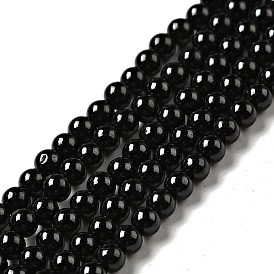 Natural Black Spinel Beads Strands, Grade A, Round