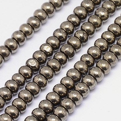 Natural Pyrite Beads Strands, Rondelle