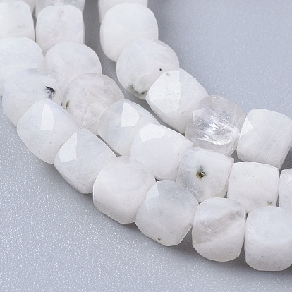 Natural Moonstone Beads Strands, Faceted, Cube