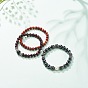 3 шт. 3 набор круглых эластичных браслетов из бисера из смешанных натуральных и синтетических камней, Кристаллическая корона со стразами и пластиковые жемчужные браслеты для женщин