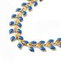 Enamel Ear of Wheat Link Chains Bracelet, Vacuum Plating 304 Stainless Steel Jewelry for Women