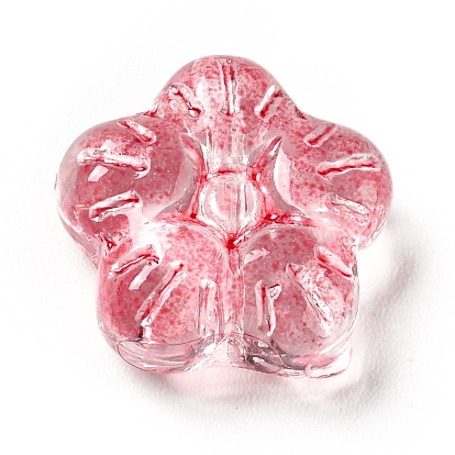 Transparent Glass Beads, Plum Blossom Flower