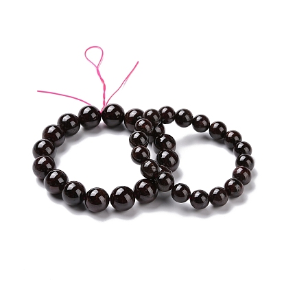 Bracelet extensible perlé rond grenat naturel, bijoux en pierres précieuses pour femmes